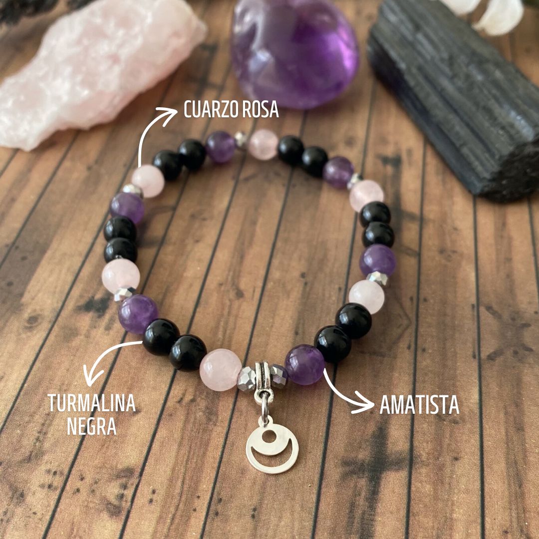 Pulsera de Cuarzo Rosa (chakra corazón) - Piamaria